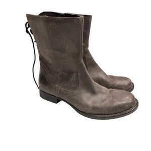 BORN Shoes Gray Suede Lace Up Side Zip Boots Ankle Women's 7.5M Festival Western